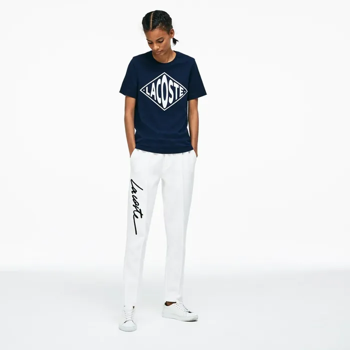 Unisex LIVE Embroidered Fleece Urban Jogging Pants WhiteBlack Mens Lacoste Pants and Shorts Online Outlet Store