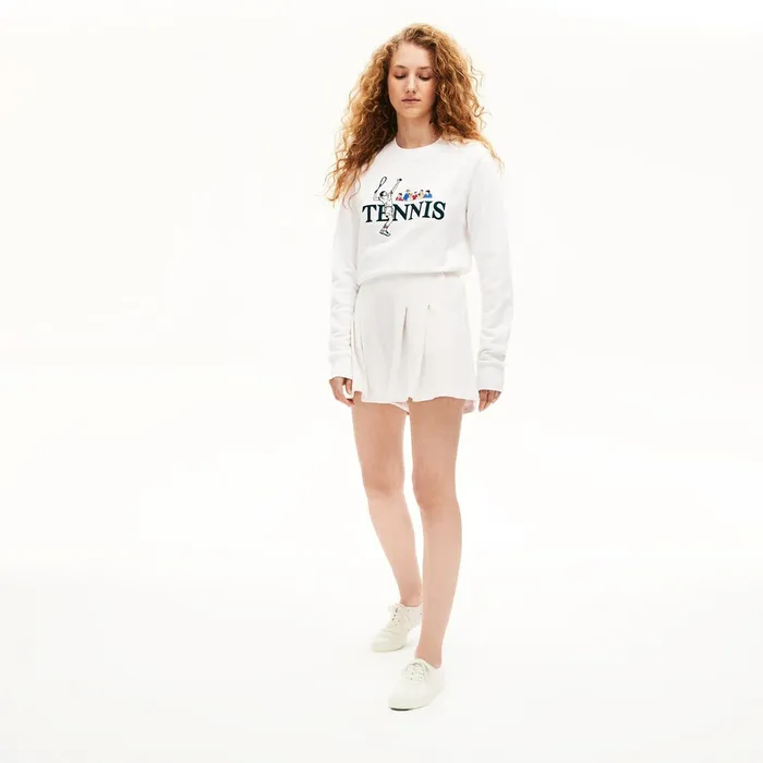 Unisex LIVE Embroidered Tennis Sweatshirt White Womens Lacoste Sweaters and Sweatshirts Online