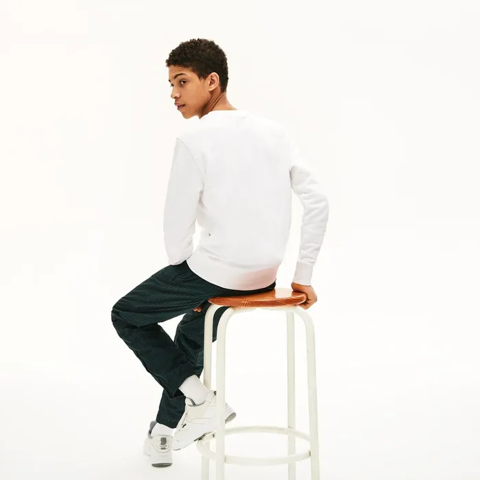 Unisex LIVE Embroidered Tennis Sweatshirt White Womens Lacoste Sweaters and Sweatshirts Online