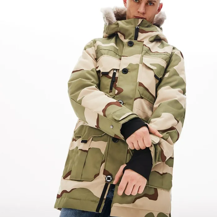 Unisex LIVE Faux Fur Hooded Parka BeigeWhite Mens Lacoste Jackets and Coats Online