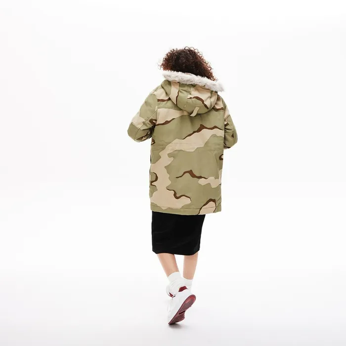 Unisex LIVE Faux Fur Hooded Parka BeigeWhite Mens Lacoste Jackets and Coats Online