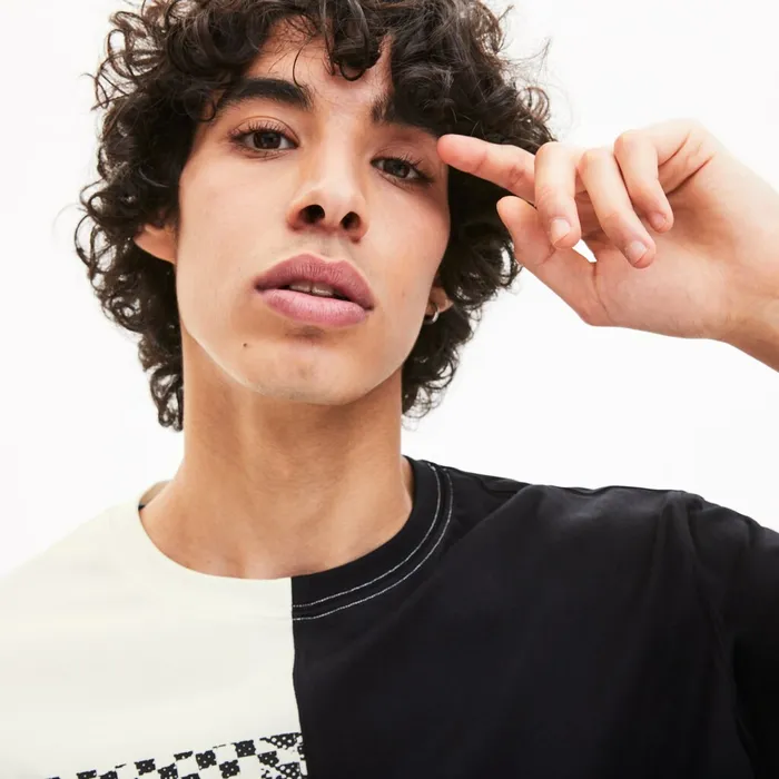 Unisex LIVE Graphic Print Cotton Tshirt WhiteBlack Mens Lacoste TShirts Store