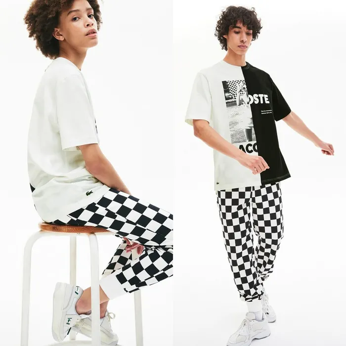 Unisex LIVE Graphic Print Cotton Tshirt WhiteBlack Womens Lacoste TShirts For Sale