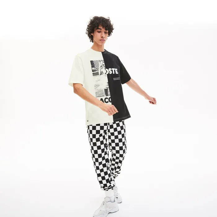 Unisex LIVE Graphic Print Cotton Tshirt WhiteBlack Womens Lacoste TShirts For Sale