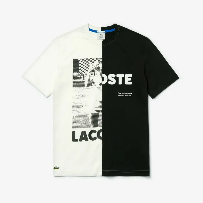 Unisex LIVE Graphic Print Cotton Tshirt WhiteBlack Womens Lacoste TShirts For Sale