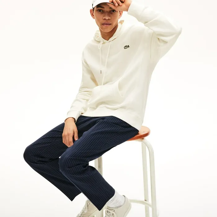 Unisex LIVE Kangaroo Pocket Hooded Sweatshirt White Womens Lacoste Sweaters and Sweatshirts Shop Online