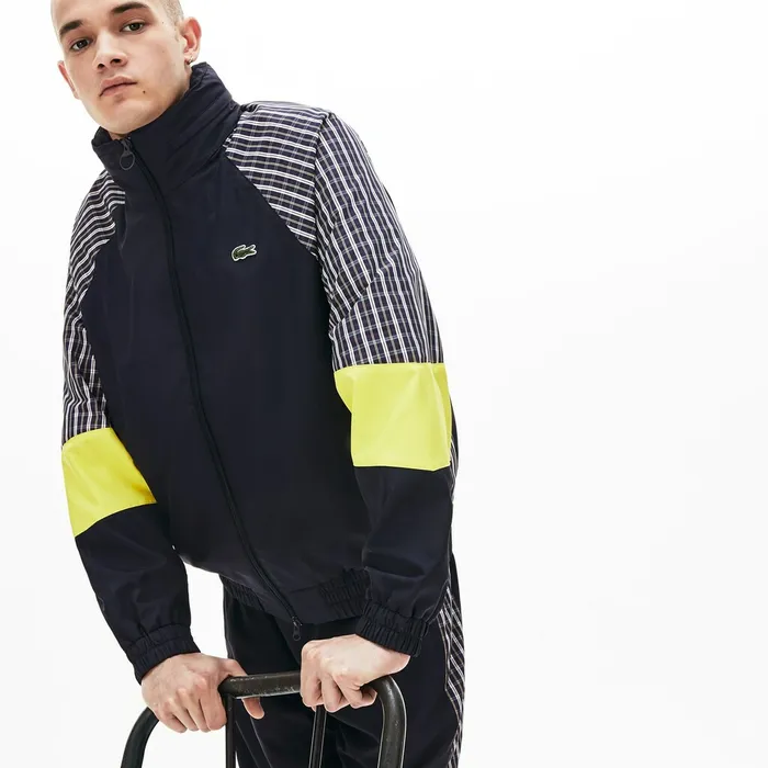 Unisex LIVE Patchwork Track Jacket BlueYellowWhite Mens Lacoste Jackets and Coats Gift for Friend Unisex LIVE Patchwork Track Jacket BlueYellowWhite Mens Lacoste Jackets and Coats Gift for Friend