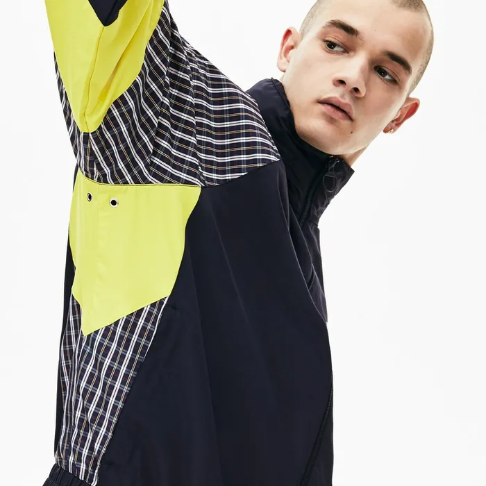 Unisex LIVE Patchwork Track Jacket BlueYellowWhite Mens Lacoste Jackets and Coats Gift for Friend