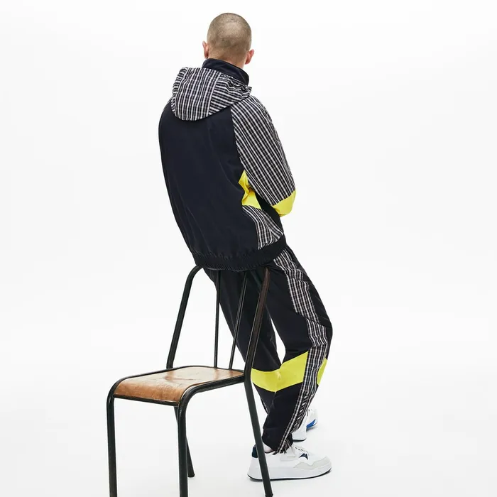 Unisex LIVE Patchwork Track Jacket BlueYellowWhite Mens Lacoste Jackets and Coats Gift for Friend