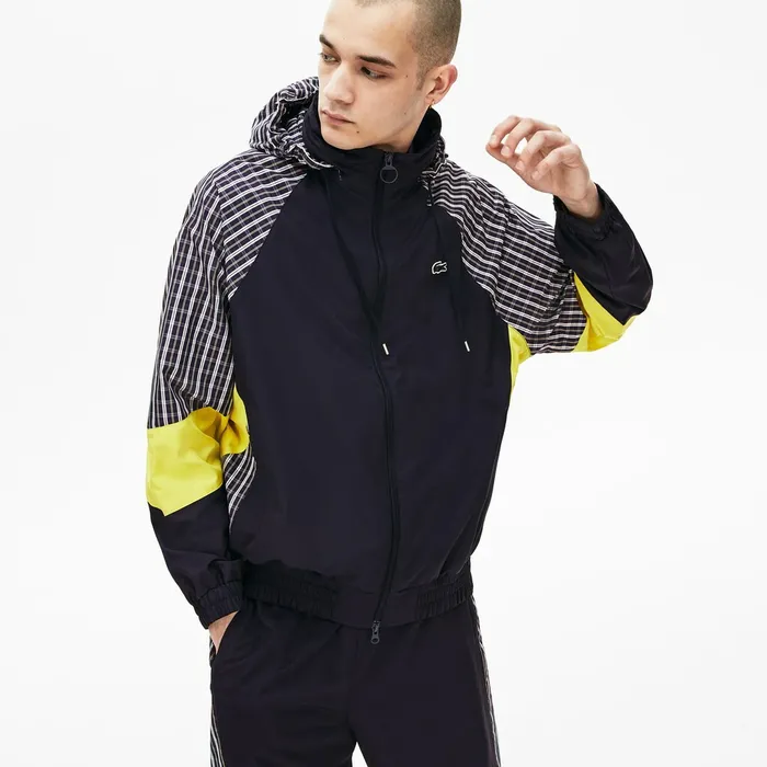 Unisex LIVE Patchwork Track Jacket BlueYellowWhite Mens Lacoste Jackets and Coats Gift for Friend
