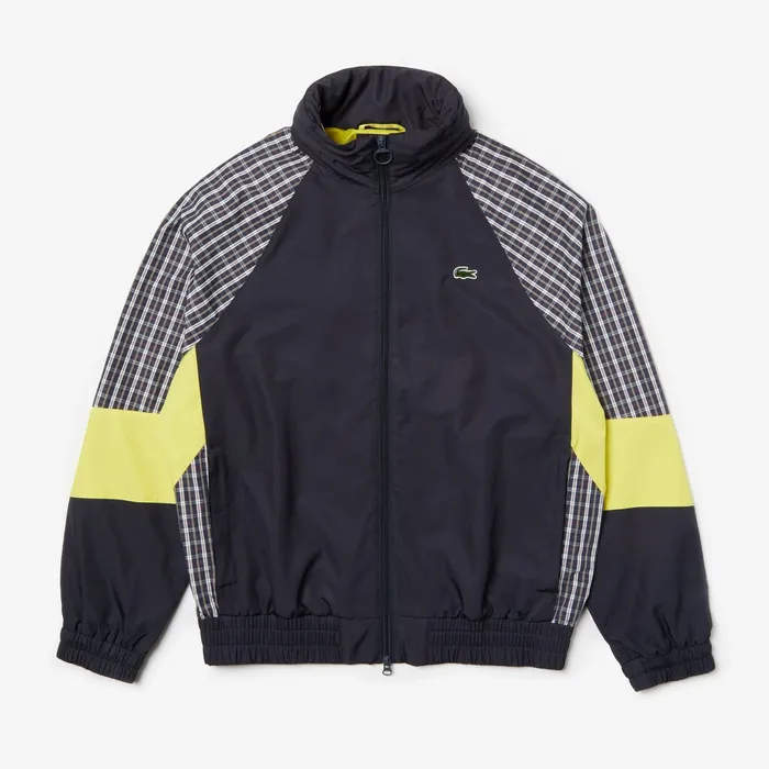 Unisex LIVE Patchwork Track Jacket BlueYellowWhite Mens Lacoste Jackets and Coats Gift for Friend