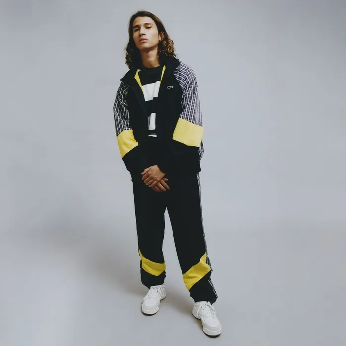 Unisex LIVE Patchwork Track Jacket BlueYellowWhite Mens Lacoste Jackets and Coats Gift for Friend