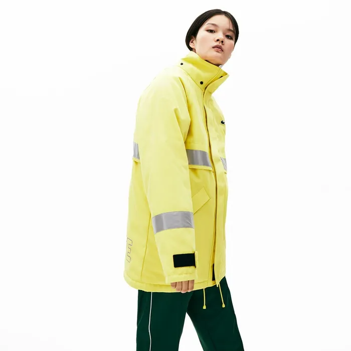 Unisex LIVE ReflectiveStripe Canvas Parka Yellow Mens Lacoste Jackets and Coats Near Me