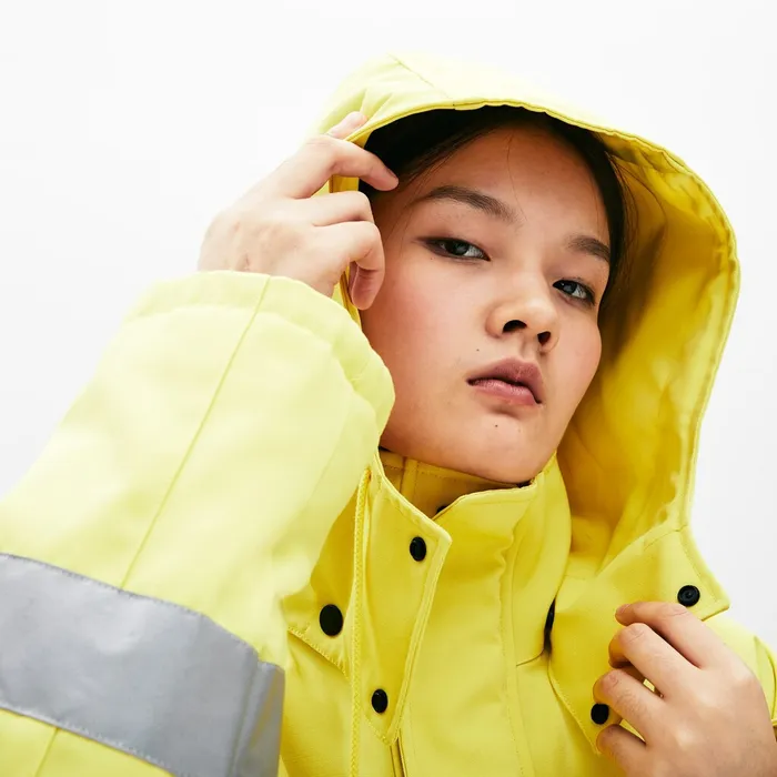 Unisex LIVE ReflectiveStripe Canvas Parka Yellow Mens Lacoste Jackets and Coats Near Me