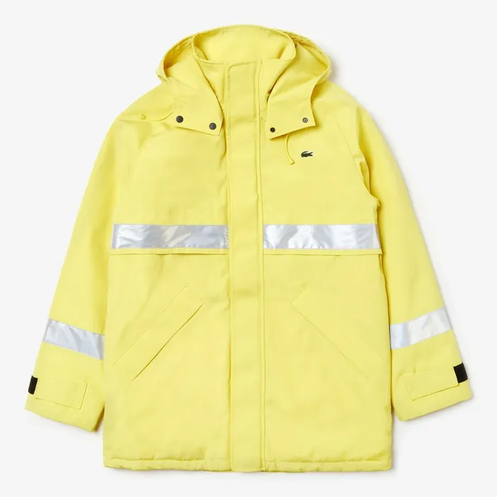 Unisex LIVE ReflectiveStripe Canvas Parka Yellow Mens Lacoste Jackets and Coats Near Me
