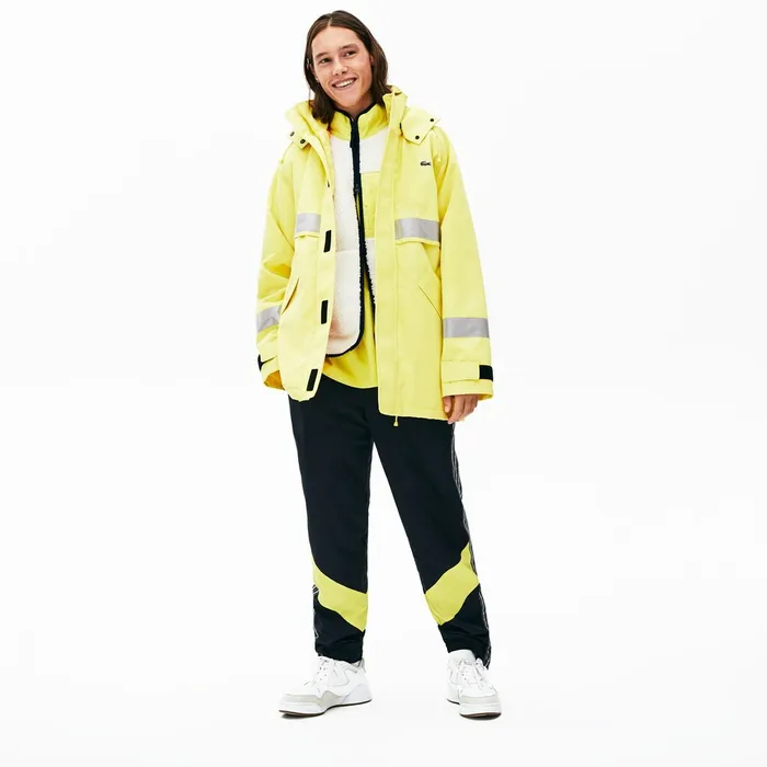 Unisex LIVE ReflectiveStripe Canvas Parka Yellow Mens Lacoste Jackets and Coats Near Me