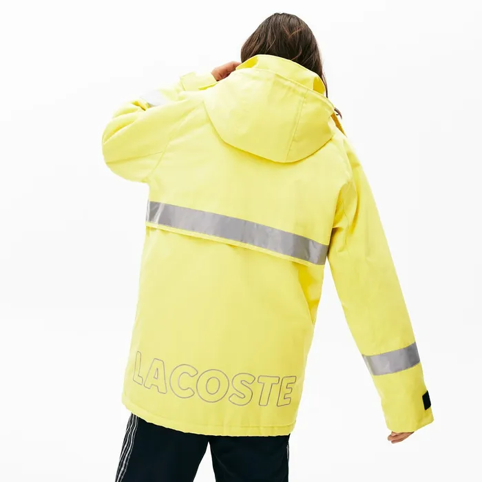 Unisex LIVE ReflectiveStripe Canvas Parka Yellow Mens Lacoste Jackets and Coats Near Me