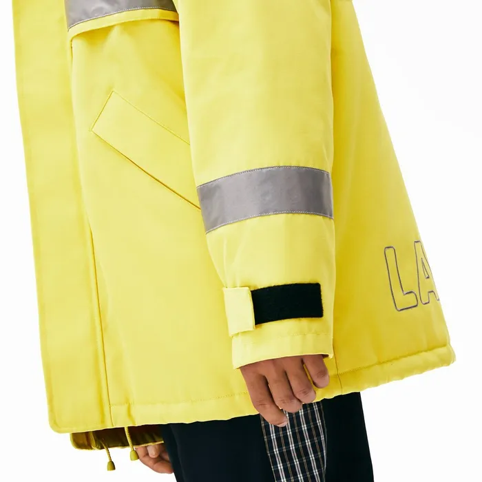 Unisex LIVE ReflectiveStripe Canvas Parka Yellow Mens Lacoste Jackets and Coats Near Me