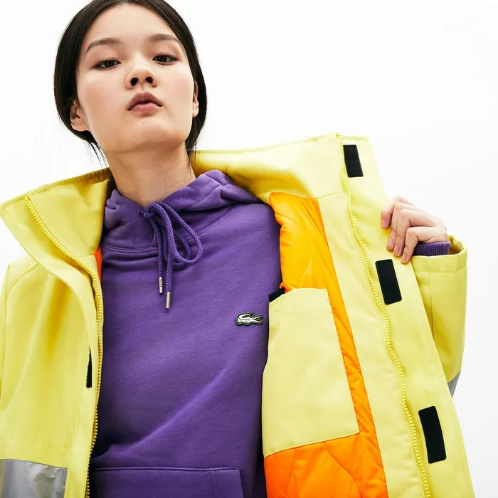 Unisex LIVE ReflectiveStripe Canvas Parka Yellow Mens Lacoste Jackets and Coats Near Me