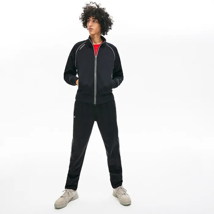 Unisex LIVE Signature Knit Zip Sweatshirt Blue Mens Lacoste Sweatshirts Outlet Factory