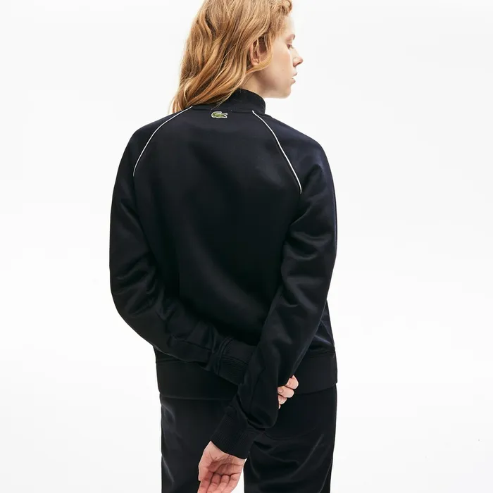 Unisex LIVE Signature Knit Zip Sweatshirt Blue Mens Lacoste Sweatshirts Outlet Factory