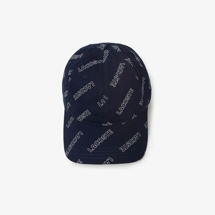 Unisex LIVE SignaturePrint Cotton Hat Navy BlueWhite Mens Lacoste Caps and Hats Gift 4 You