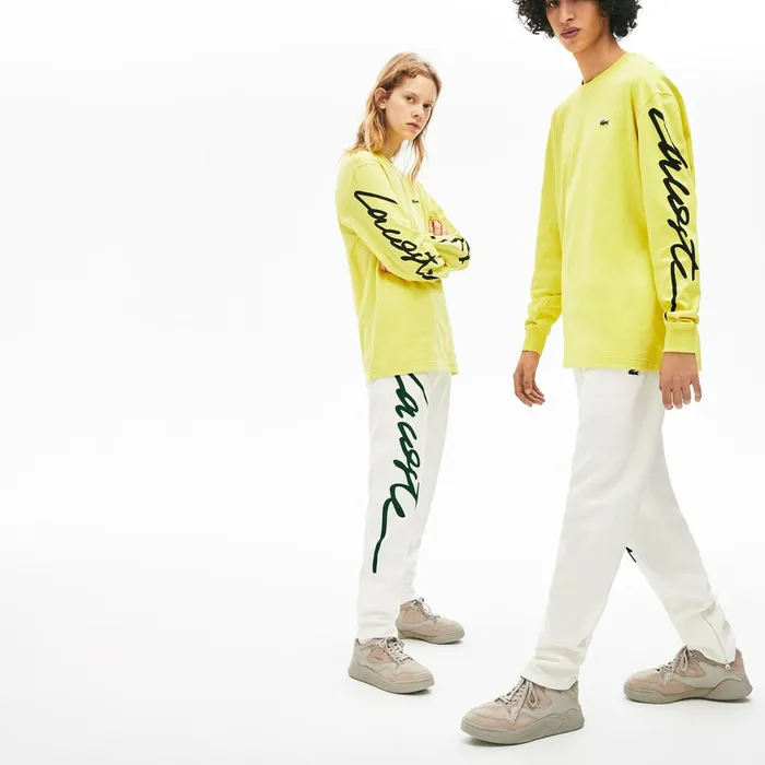 Unisex LIVE Signature Textured Fleece Sweatpants WhiteGreen Mens Lacoste Pants and Shorts Shop Online Unisex LIVE Signature Textured Fleece Sweatpants WhiteGreen Mens Lacoste Pants and Shorts Shop Online