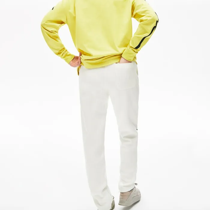 Unisex LIVE Signature Textured Fleece Sweatpants WhiteGreen Mens Lacoste Pants and Shorts Shop Online