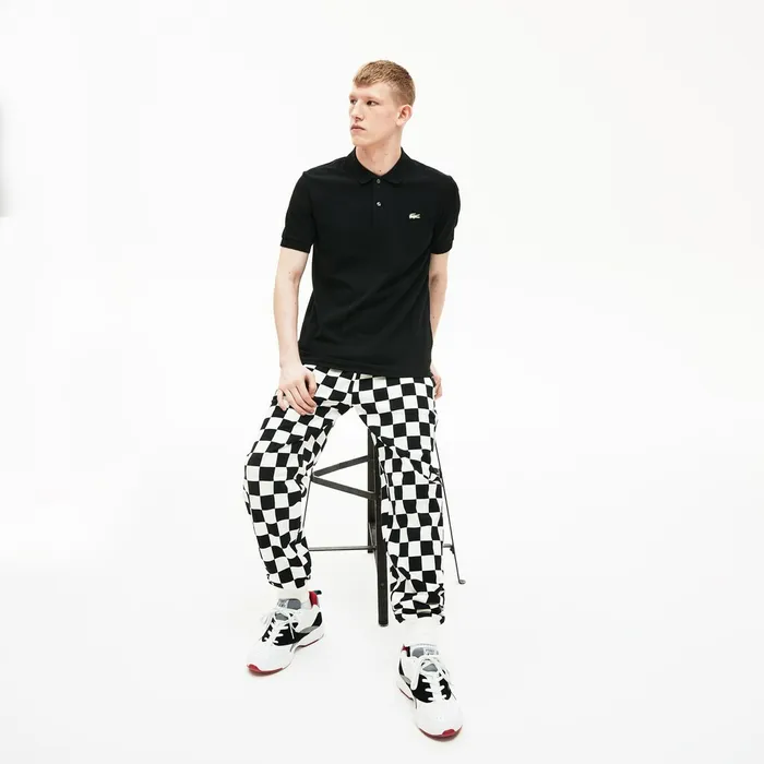 Unisex LIVE Slim Fit Stretch Cotton Piqu Polo Shirt Black Mens Lacoste Polos Casaul