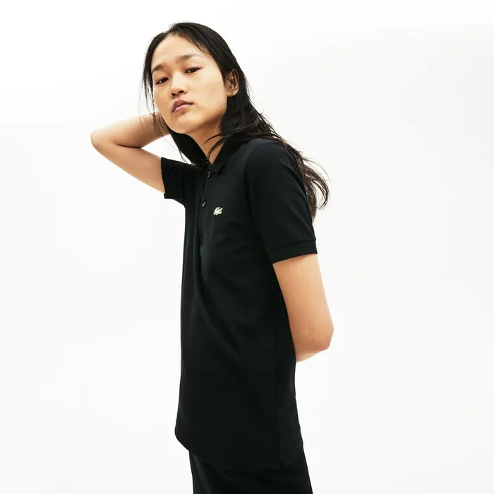 Unisex LIVE Slim Fit Stretch Cotton Piqu Polo Shirt Black Mens Lacoste Polos Casaul