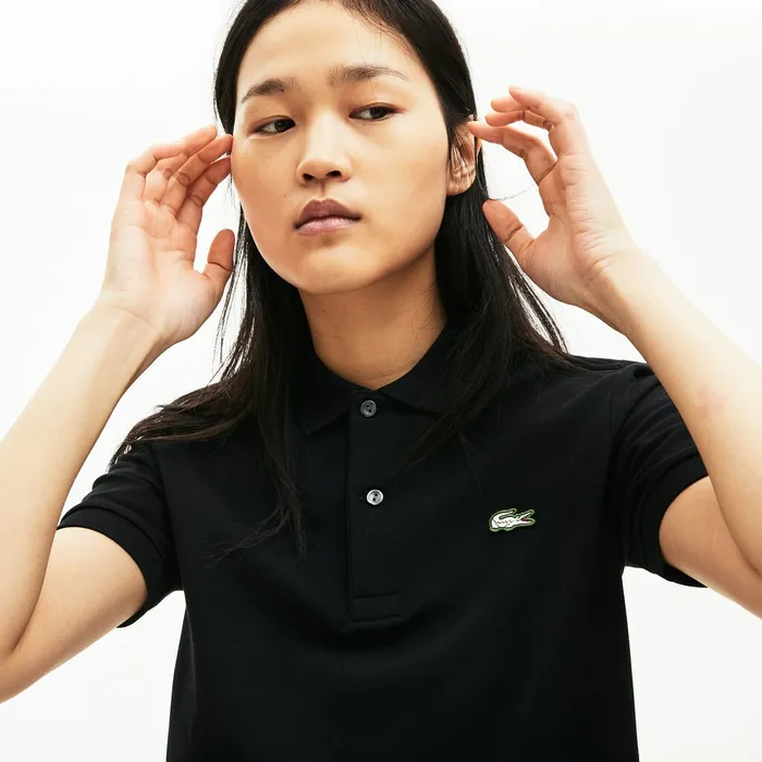 Unisex LIVE Slim Fit Stretch Cotton Piqu Polo Shirt Black Mens Lacoste Polos Casaul
