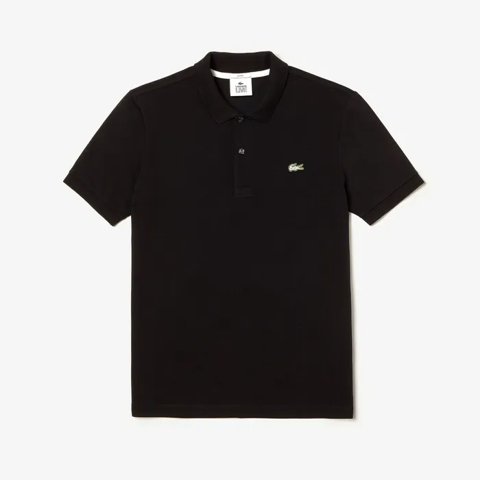 Unisex LIVE Slim Fit Stretch Cotton Piqu Polo Shirt Black Mens Lacoste Polos Casaul