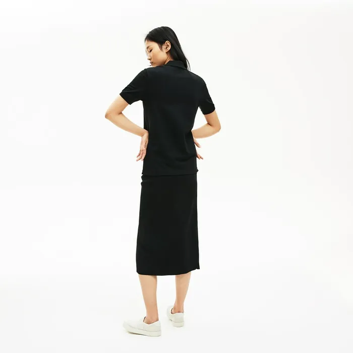 Unisex LIVE Slim Fit Stretch Cotton Piqu Polo Shirt Black Mens Lacoste Polos Casaul