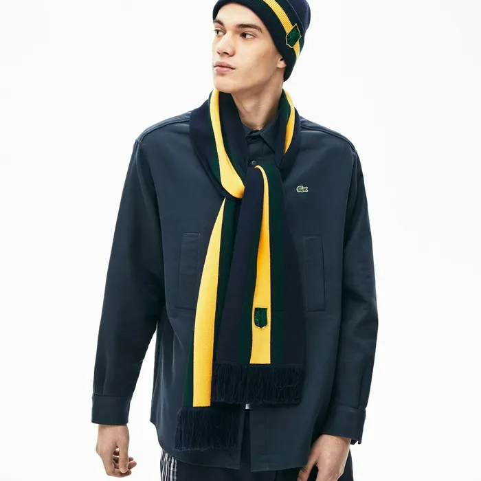 Unisex LIVE Striped Cashmere And Cotton Scarf BlueWhite Mens Lacoste Scarves Popular Unisex LIVE Striped Cashmere And Cotton Scarf BlueWhite Mens Lacoste Scarves Popular