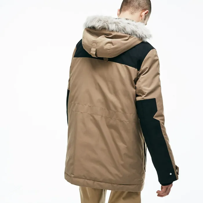 Unisex LIVE WaterResistant Canvas Quilted Parka BeigeBlack Mens Lacoste Jackets and Coats For Sale Online