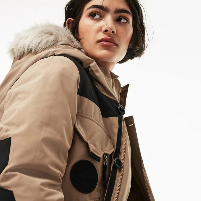 Unisex LIVE WaterResistant Canvas Quilted Parka BeigeBlack Mens Lacoste Jackets and Coats For Sale Online
