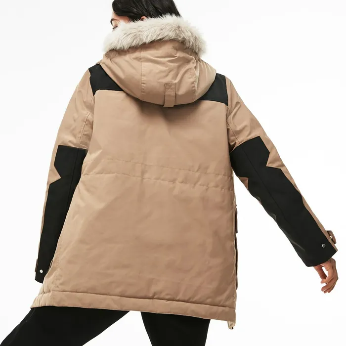 Unisex LIVE WaterResistant Canvas Quilted Parka BeigeBlack Mens Lacoste Jackets and Coats For Sale Online