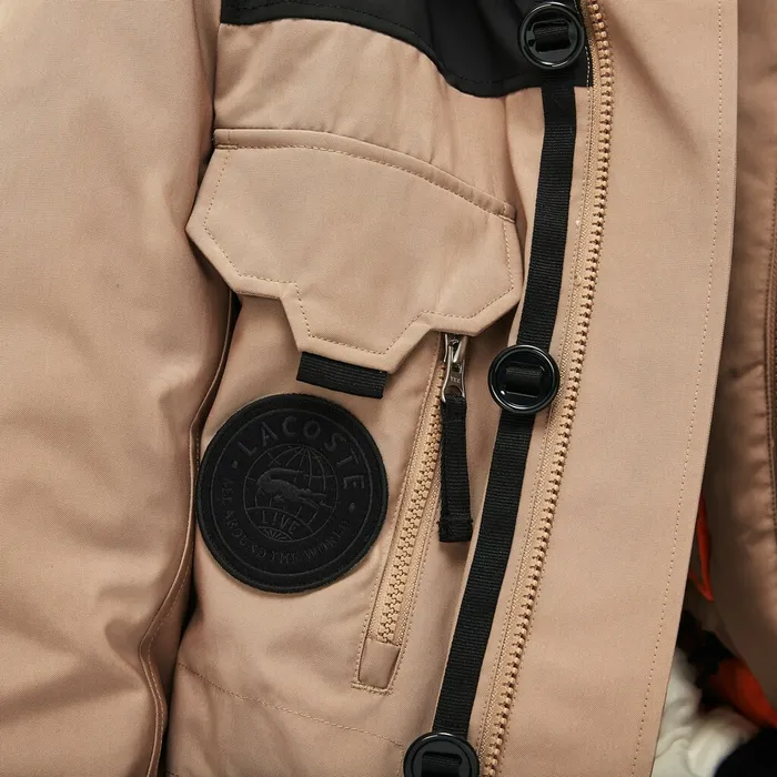 Unisex LIVE WaterResistant Canvas Quilted Parka BeigeBlack Mens Lacoste Jackets and Coats For Sale Online