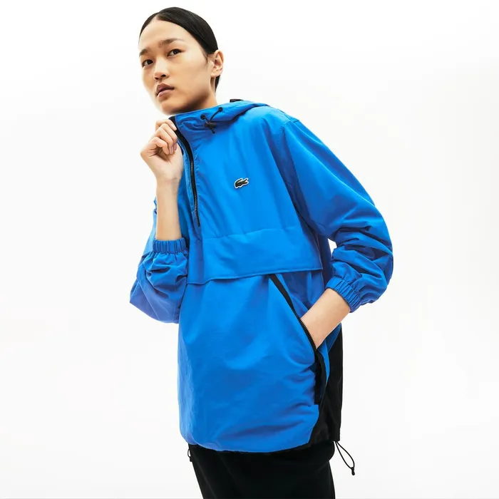 Unisex LIVE Water Resistant Pullover Windbreaker BlueBlack Mens Lacoste Jackets and Coats Shop Online