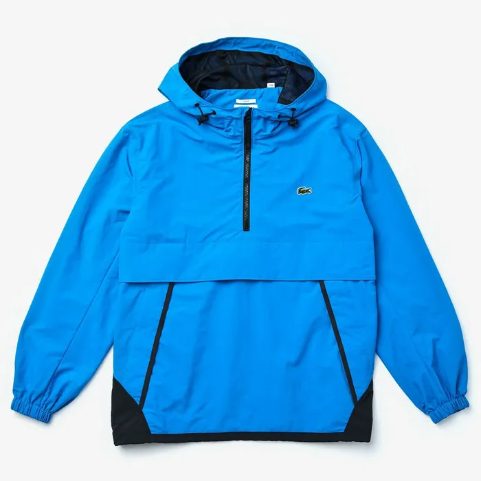 Unisex LIVE Water Resistant Pullover Windbreaker BlueBlack Mens Lacoste Jackets and Coats Shop Online