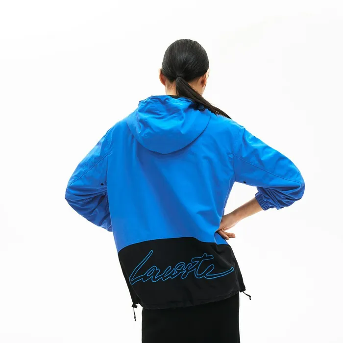 Unisex LIVE Water Resistant Pullover Windbreaker BlueBlack Mens Lacoste Jackets and Coats Shop Online