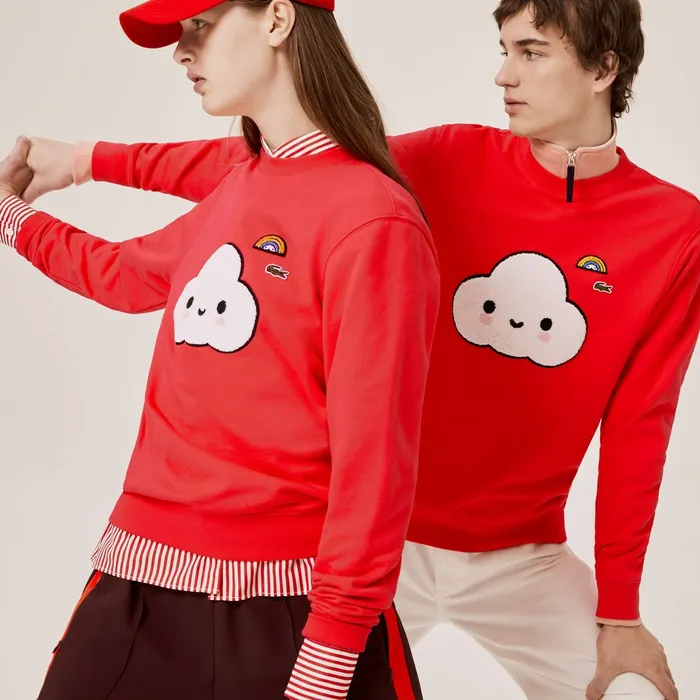 Unisex x FriendsWithYou Print Sweatshirt Red Mens Lacoste Sweatshirts Online Outlet Store