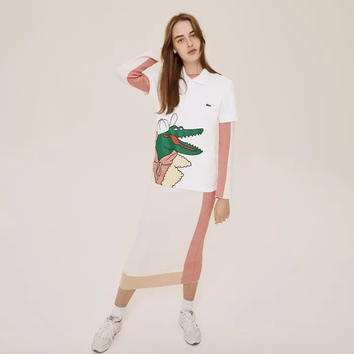 Unisex x JeanMichel Tixier Print Classic Fit Polo Shirt WhiteYellow Womens Lacoste Polos Casaul