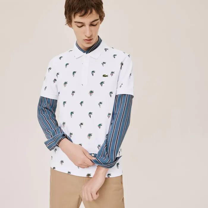 Unisex x JeanMichel Tixier Print Regular Fit Polo Shirt White Mens Lacoste Polos Online Store
