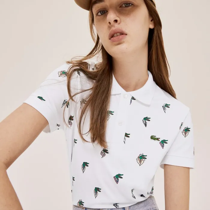 Unisex x JeanMichel Tixier Print Regular Fit Polo Shirt White Mens Lacoste Polos Online Store