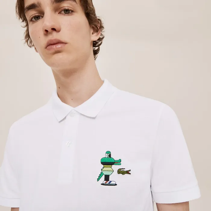 Unisex x Jeremyville Design Classic Fit Polo Shirt White Mens Lacoste Polos Gift 4 You