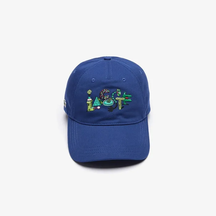 Unisex x Jeremyville Print Cotton Cap Navy Blue Mens Lacoste Caps and Hats Gift 4 You