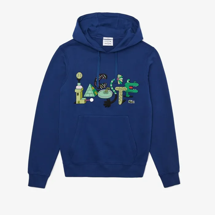 Unisex x Jeremyville Print Hooded Sweatshirt Navy Blue Womens Lacoste Sweaters and Sweatshirts Online Outlet Store