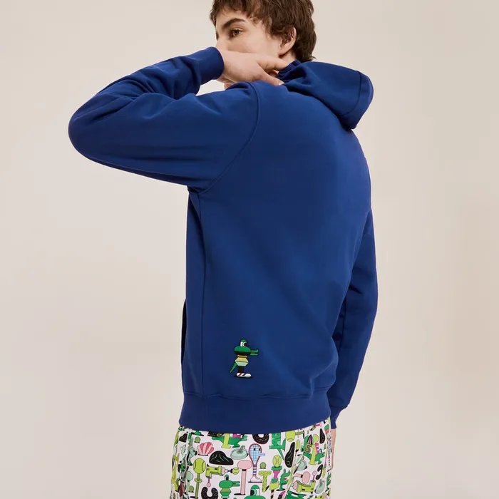 Unisex x Jeremyville Print Hooded Sweatshirt Navy Blue Womens Lacoste Sweaters and Sweatshirts Online Outlet Store