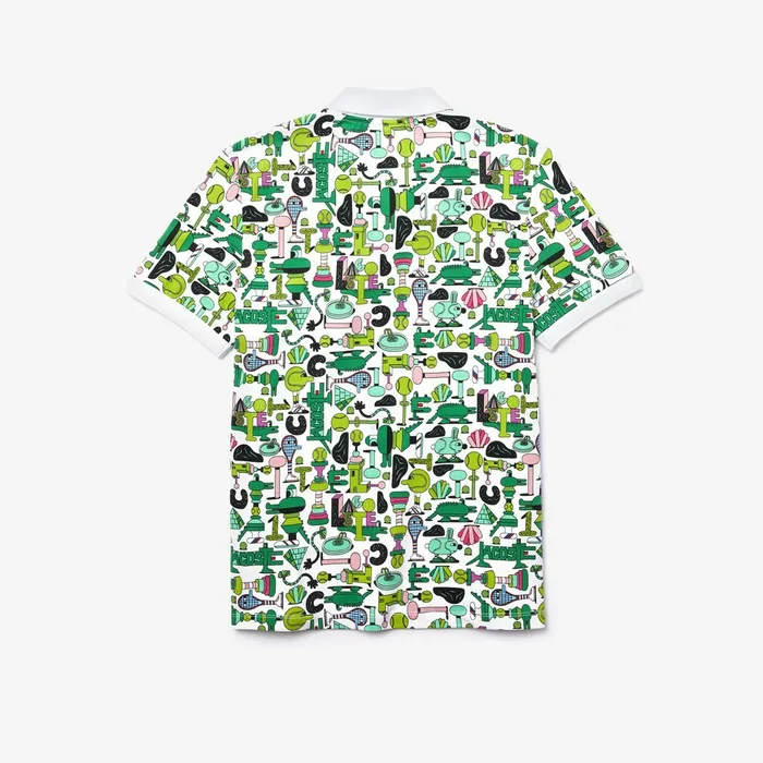 Unisex x Jeremyville Print Regular Fit Piqu Polo Shirt White Womens Lacoste Polos Casaul